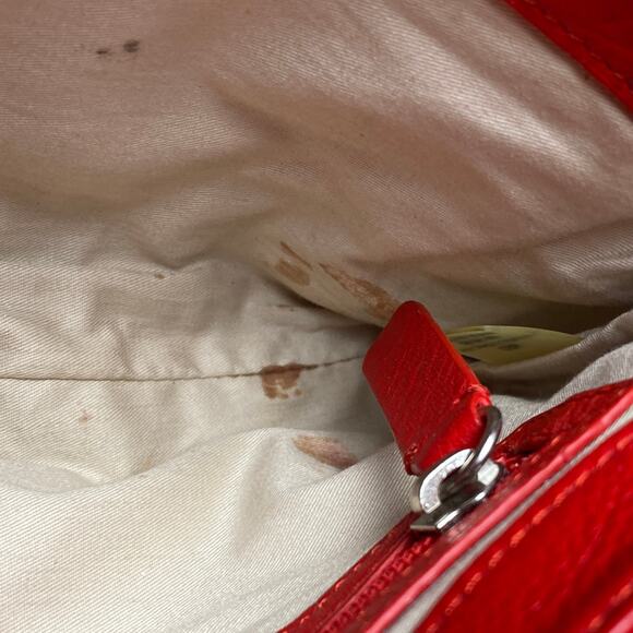 Calvin Klein Red Crossbody Bag / Wallet w Flap, Leather, Gold Chain, Lock Logo - Picture 7 of 12